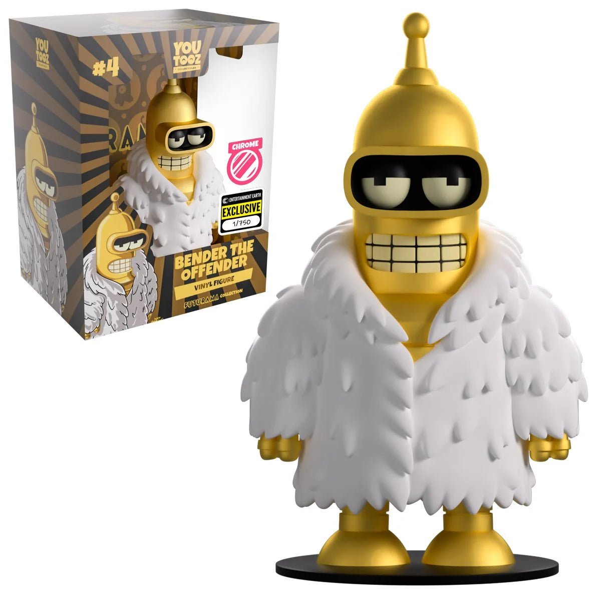 Futurama Collection Bender the Offender Gold Chrome Version Vinyl Figure - Entertainment Earth Exclusive