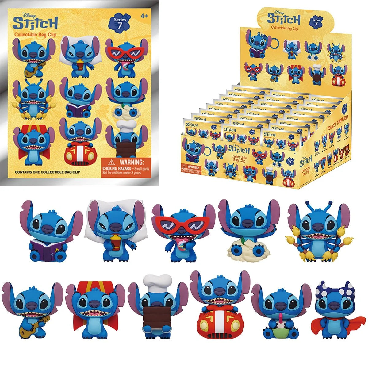 Lilo & Stitch Stitch Series 7 3D Foam Bag Clip Display Case of 24