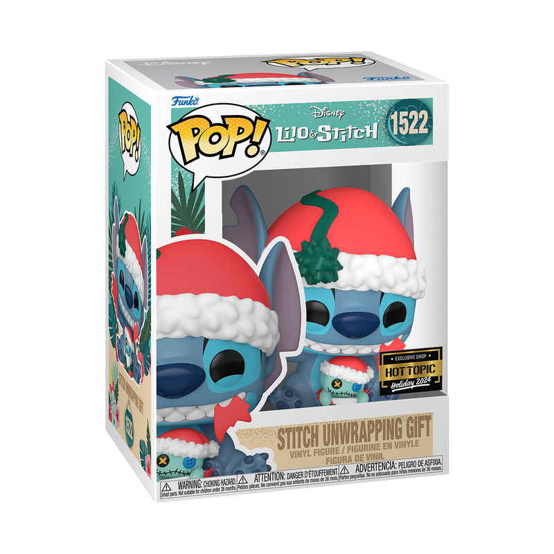 Funko Pop! Disney: Lilo & Stitch | Holiday - Stitch unwrapping gift 1522 - Hot Topic | Holiday 2024