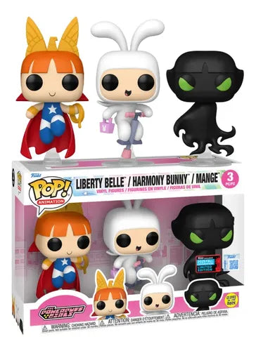 Funko Pop! Animation: The Powerpuff Girls - Liberty Belle|Harmony Bunny|Mange - GITD - Fall Convention 2025 (3 pack)