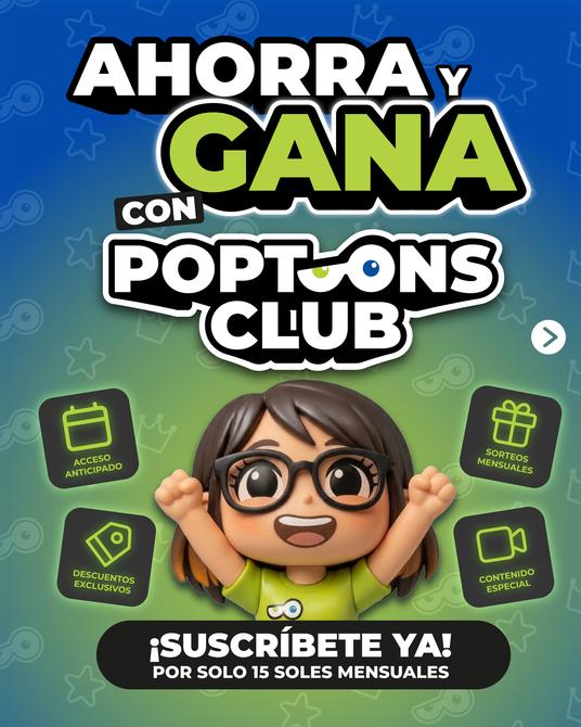 Ahorra y gana con Poptoons Club. Acceso anticipado, sorteos mensuales, descuentos exclusivos y contenido especial. Suscríbete por solo 15 soles mensuales.
