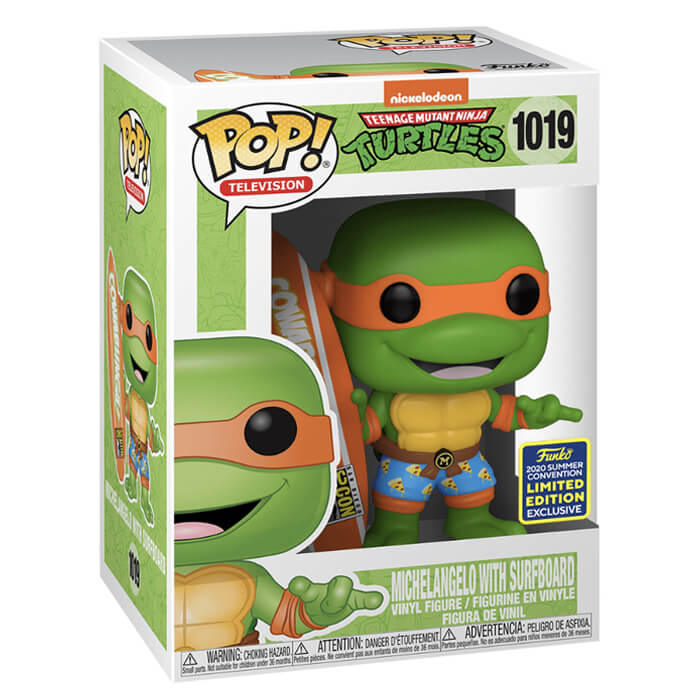 Funko Pop! Television: Teenage Mutant Ninja Turtles (Las Tortugas Ninjas) - Michelangelo with Surfboard 1019 - Summer Convention 2020 (Vaulted)