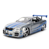 Jada: Die-Cast Metal Vehicle | Fast and Furious 25th Anniversary - Brian's Nissan Skyline GT-R - Escala 1:24