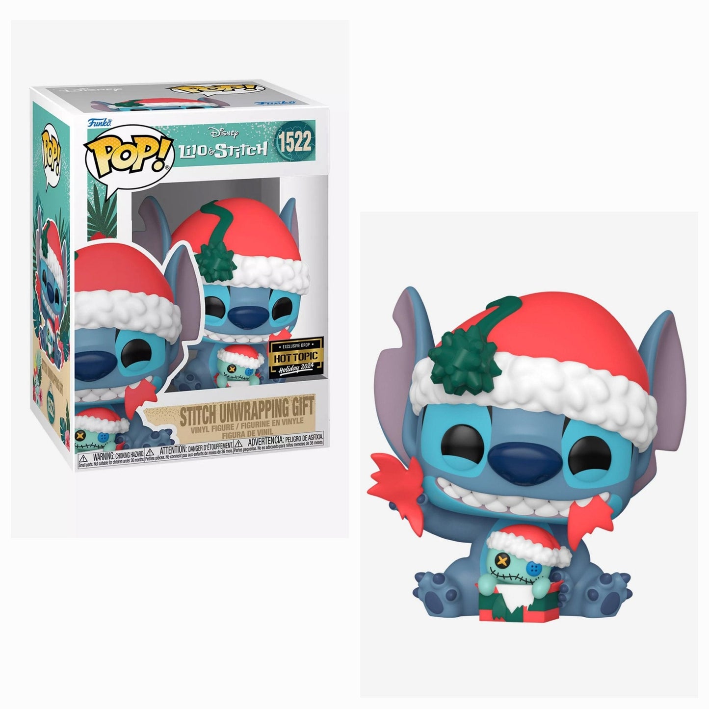 Funko Pop! Disney: Lilo & Stitch | Holiday - Stitch unwrapping gift 1522 - Hot Topic | Holiday 2024