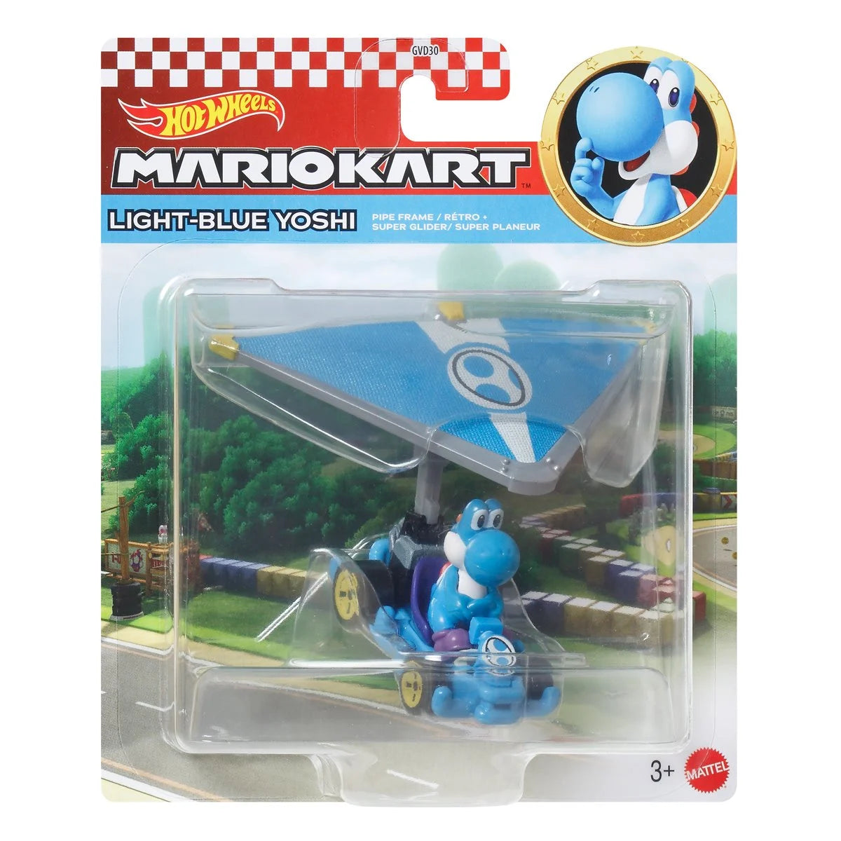 Hot Wheels: Mario Kart Gliders 2026 - Light Blue Yoshi Pipe Frame With Super Glider