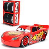 Jada: Die-Cast Metal Vehicle with Tire Rack | Disney Pixar Cars 3 - Lightning McQueen - Escala 1:24