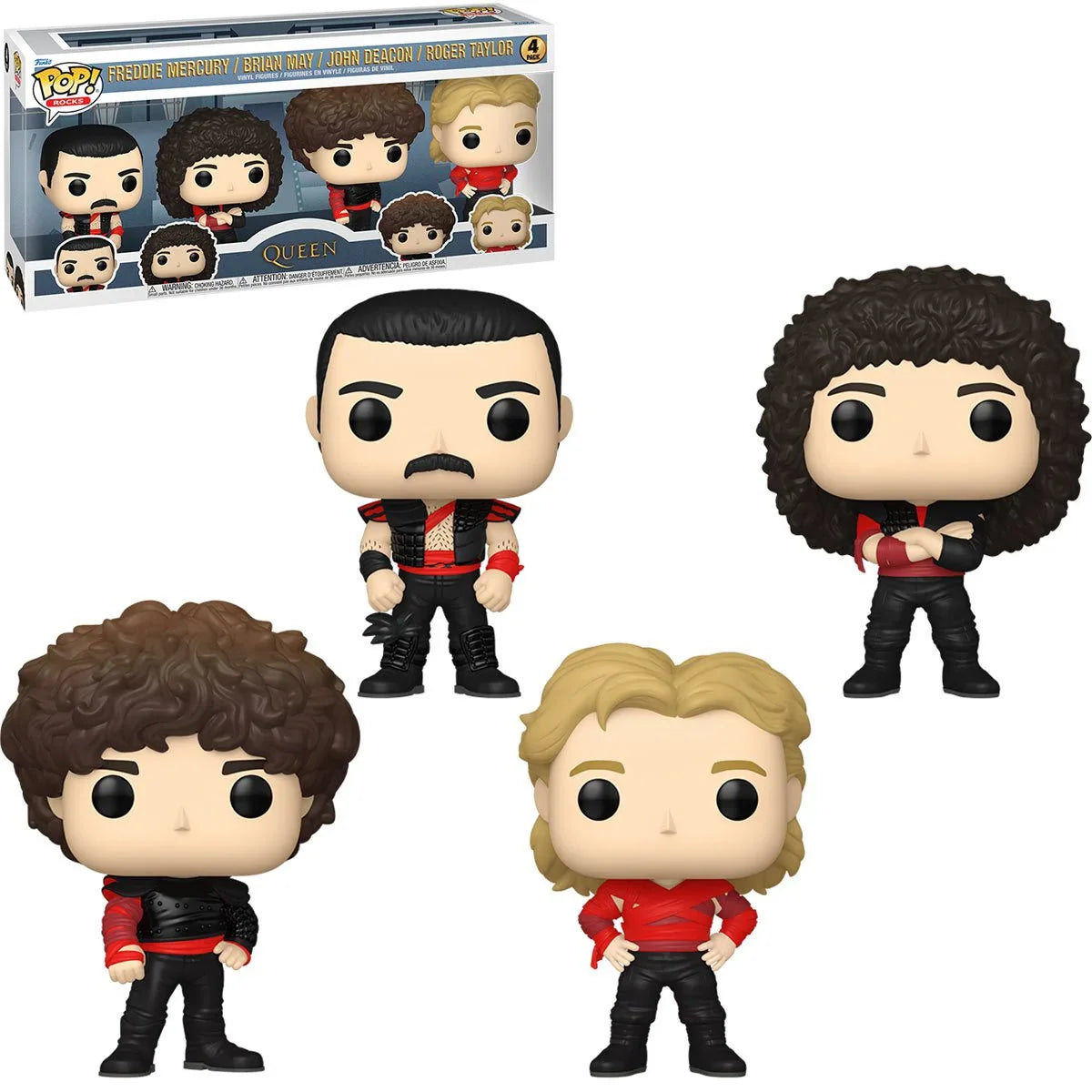 Funko Pop! Rocks: Queen - Freddie Mercury | Brian May | John Deacon | Roger Taylor - 4pack