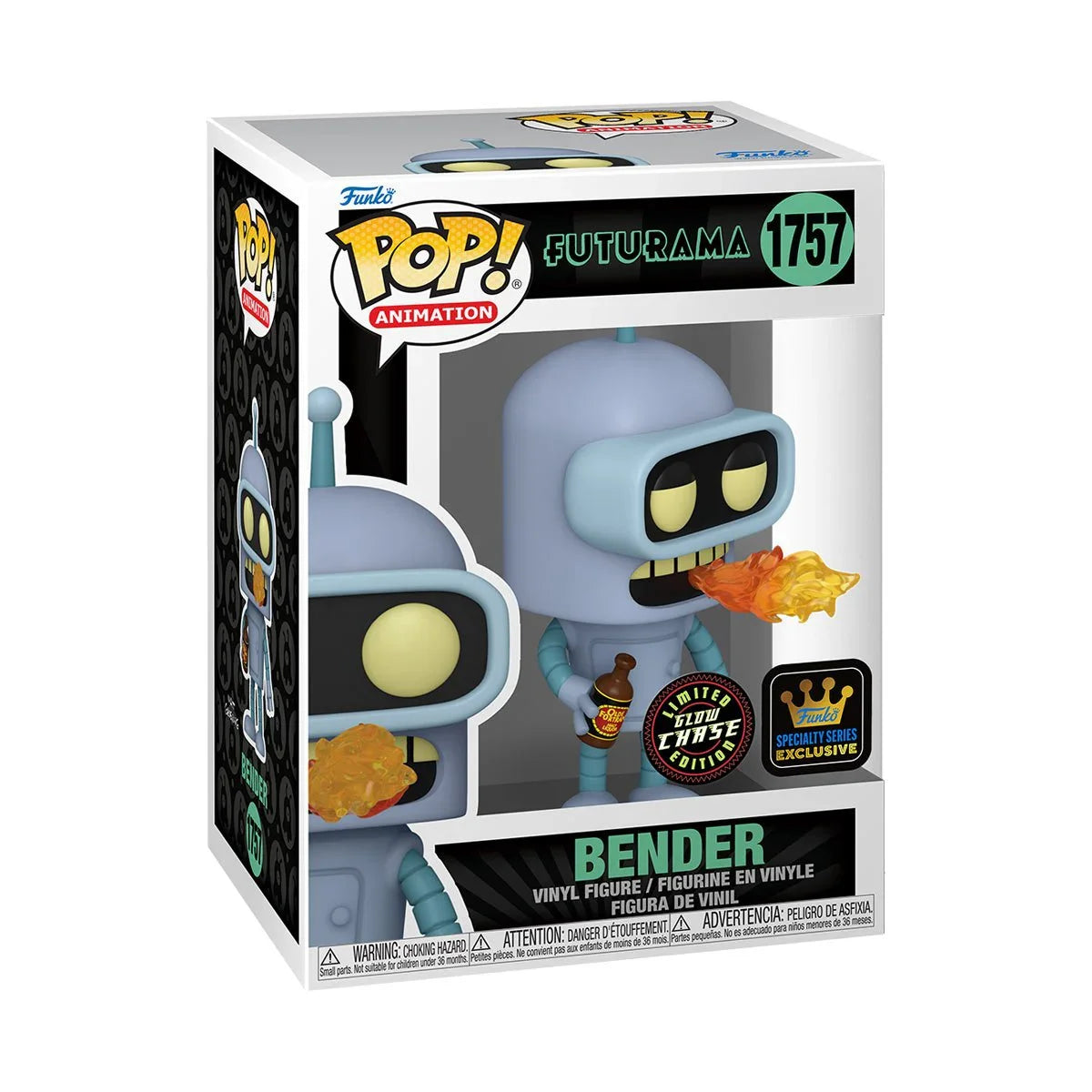 Funko Pop! Futurama Bender #1757 Common + CHASE Glow LE With Pop Protector