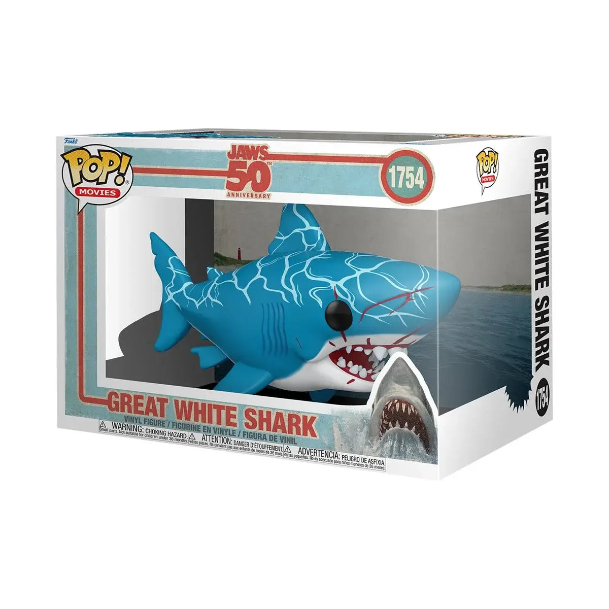 Funko Pop! Movies: Jaws | 50th Anniversary - Great White Shark 1754 - Super (6 PULGADAS)