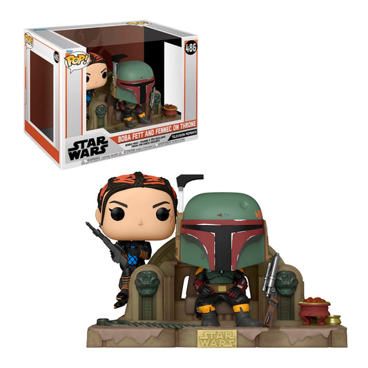 Funko Pop! Star Wars: The Mandalorian - Boba Fett and Fennec on Throne 486 Moment