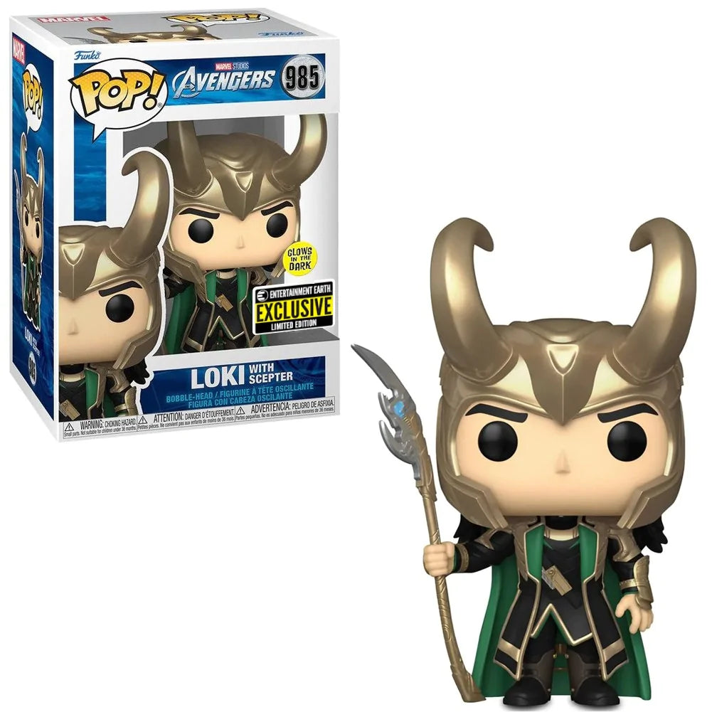 Funko Pop! Marvel: Avengers - Loki with Scepter 985 (Glows in the Dark) - Entertaiment Earth Exclusive