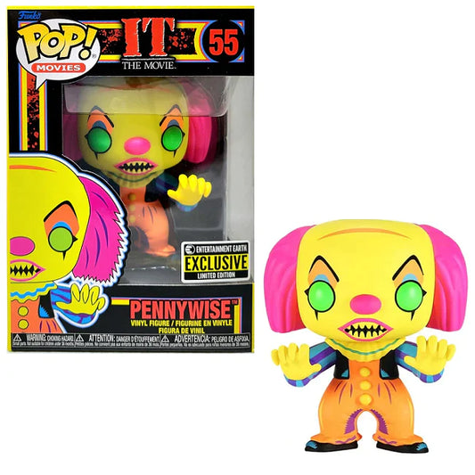 Funko Pop! Movies: IT - Pennywise 55 (Black Light) - Entertaiment Earth Exclusive