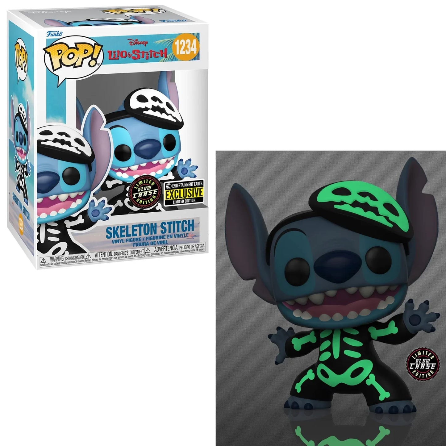 Funko Pop! Disney: Lilo & Stitch - Skeleton Stitch 1234 - (CHASE) - Entertainment Earth Exclusive *NO STICKER*