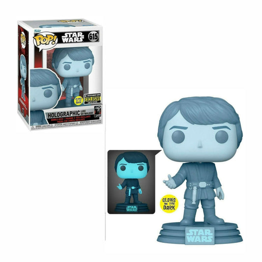 Funko Pop! Star Wars: 40th Aniversary Return of the Jedi - Holografhic Luke Skywalker 615 (Glow in the Dark) - Entertainment Earth Exclusive